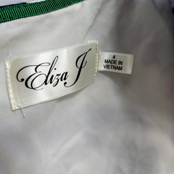 Eliza J Womens 4 Blue Green Paisley 3/4 Sleeve Crew Neck Sheath Dress - Picture 7 of 9